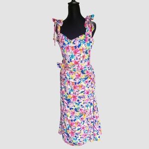 Rebecca Vallance Miami Squeeze Belted Floral 100% Silk Dress Size 6